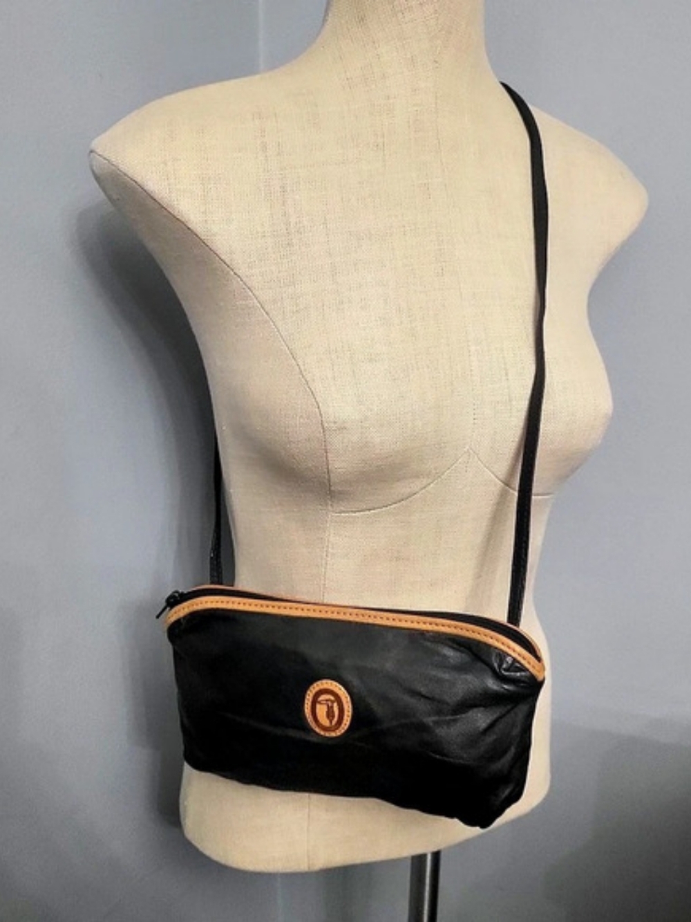 Trussardi Leather Crossbody Bag in Black & Brown